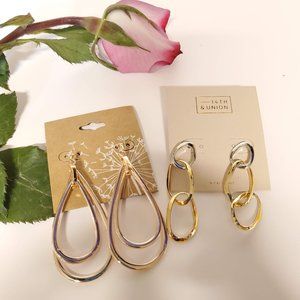 14th & Union silver gold tone earrings